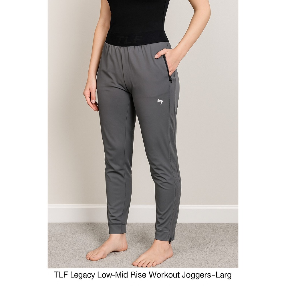 NWT TLF Legacy Women's Training Joggers L Gray Pewter Zipper Pockets Mesh Panels